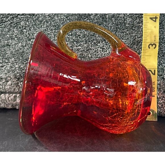 Miniature Blenko Handblown Crackle Glass Pitcher Vintage - Picture 6 of 9